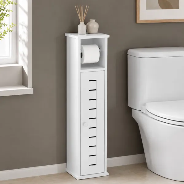 Toiletrulleholder med opbevaring (H75 cm) Santorin Hvid
