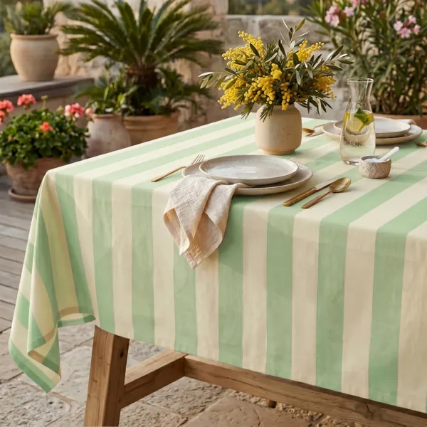 Nappe Rectangulaire en coton enduit (150 x 350 cm) Clementine Bleu Azur
