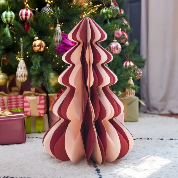 Papier-Weihnachtsbaum zum Aufstellen (H60 cm) Magnetverschluss Bordeaux