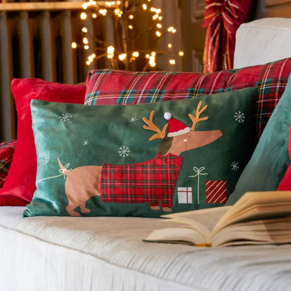 Kerstkussen rechthoekig (50 x 30 cm) Doggy Groen