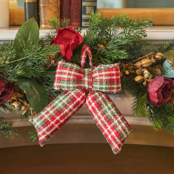 Lazo de Navidad (H12 cm) Escoc�s Tradicional Rojo y verde
