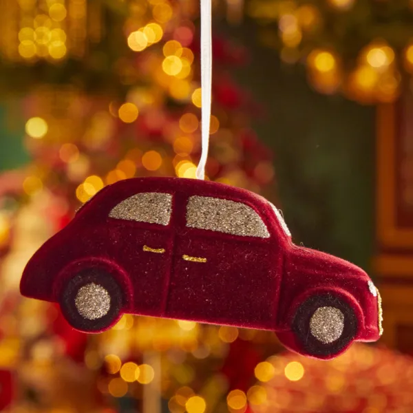 Addobbo natalizio (H9 cm) Velvet car Bordeaux