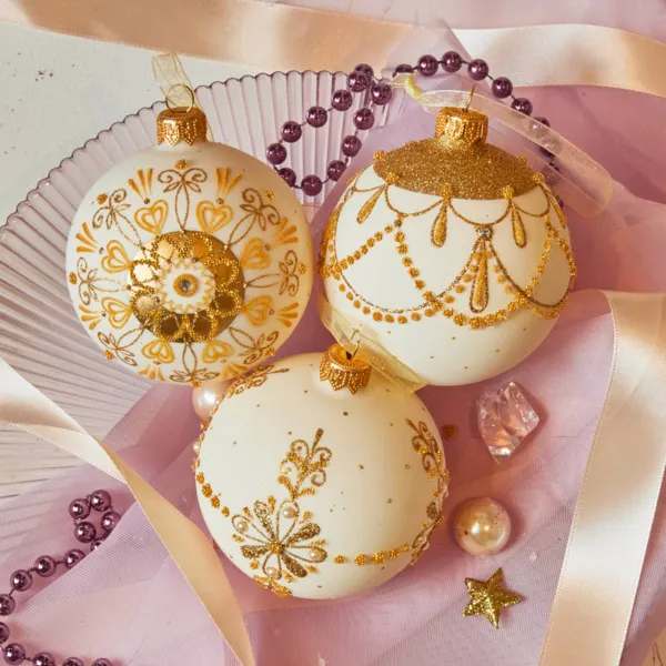 Set di 6 palline di Natale in vetro (D80 mm) Versailles Bianco lana