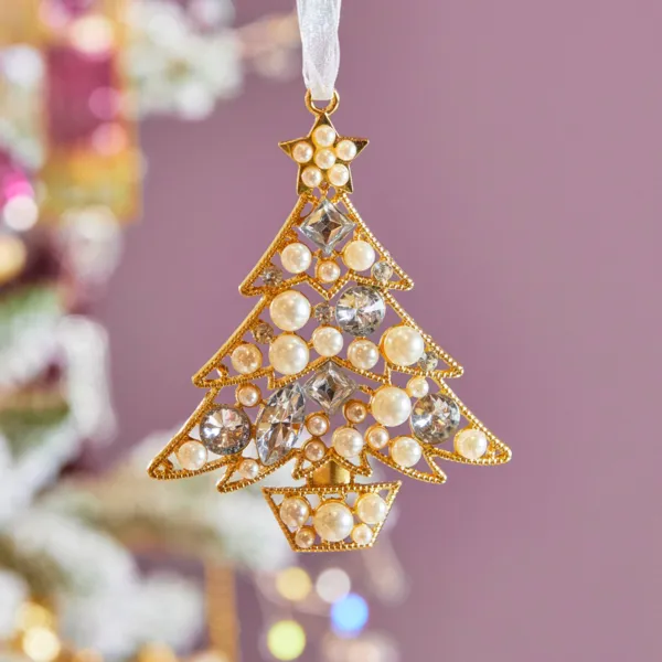 Suspension de No�l (H9 cm) Pr�cieux sapin Or et argent