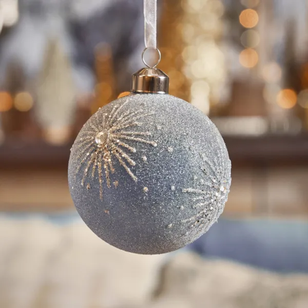 Pallina di natale in vetro (D80 mm) Joyaux di ghiaccio Blu notte