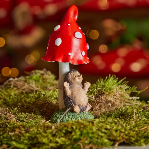 Deko-Pilz (H14,6 cm) Gustave der Igel Rot