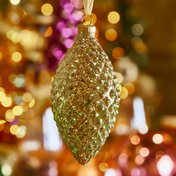 Set di 2 Palline di natale (H12 cm) Gocce Gatsby Verde dorato