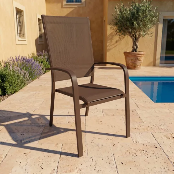 Silla de jard�n apilable de aluminio con respaldo alto Murano Bronce