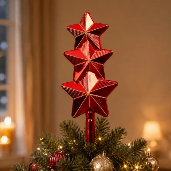 Oggetto principale per albero in vetro Stelle Boreali Rosso