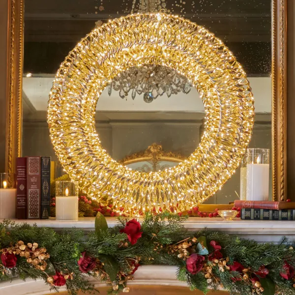 Couronne lumineuse 960 Micro LED (D70 cm) Effet flash Or et blanc chaud