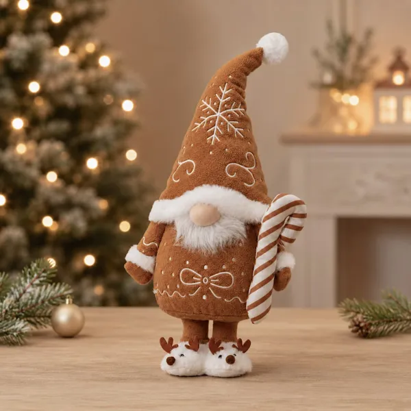 Julefigur st�ende (H47 cm) Norbert Nisse med sukkerr�r Lys brun