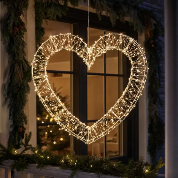 Sospensione luminosa 720 LED (H46 cm) Cuore di Natale Bianco caldo