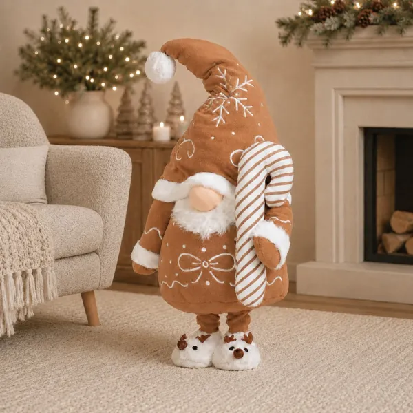 Julefigur st�ende (H90 cm) Norbert Nisse med sukkerr�r Lys brun