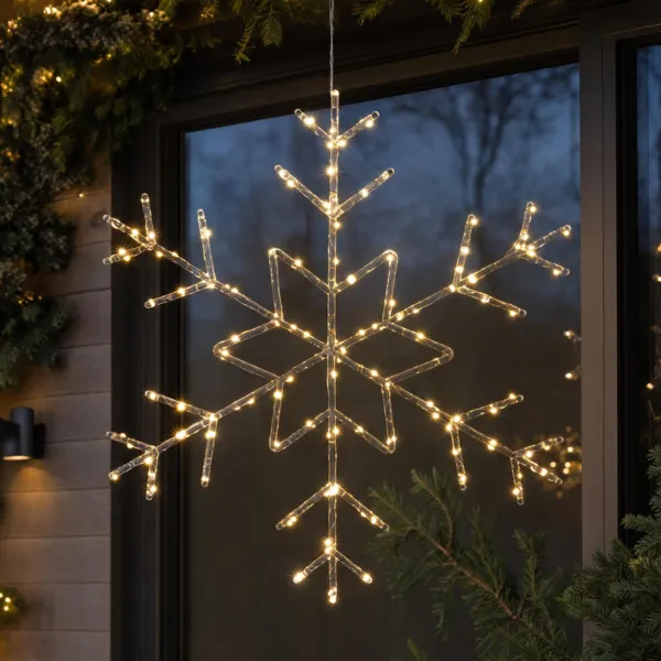 Fiocco di neve luminoso 120 micro Led (H53 cm) Ice Bianco caldo