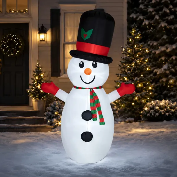 Grande pupazzo di neve gonfiabile e luminosa (H245 cm) Happy Bianco freddo