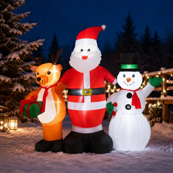 Opblaasbare en verlichte Kerstman (H150 cm) Family Koud wit
