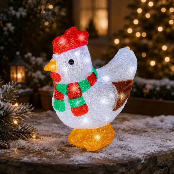 Gallina luminosa a pile 30 LED (H23 cm) Colette Bianco freddo