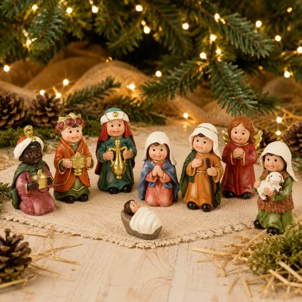 De 8 kleine santons (H9 cm) van Ulysses