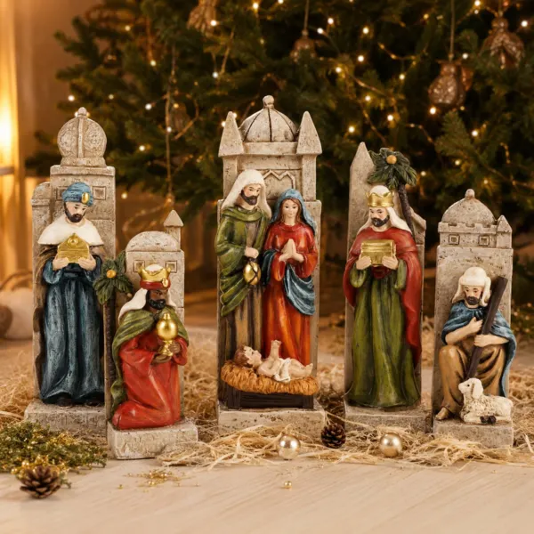 De 7 santons (H19 cm) van Louis