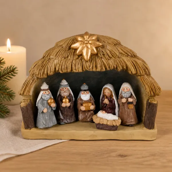 Komplette Weihnachtskrippe (H20 cm) Sainte-Clotilde