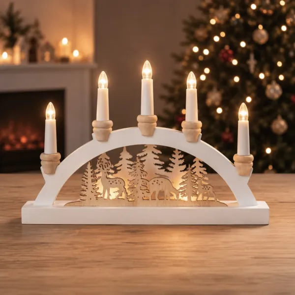 Weihnachtsdorf aus Holz mit Batteriebetrieb (H24 cm) Nordlicht Warmwei�