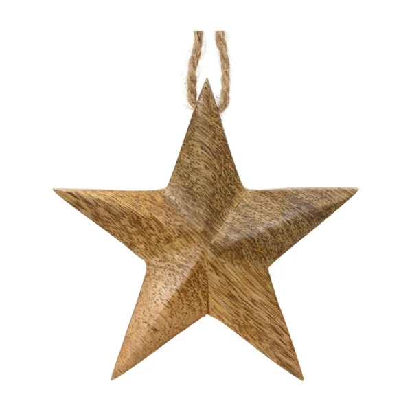 Suspension de No�l en bois (H11 cm) �toile noble Naturel