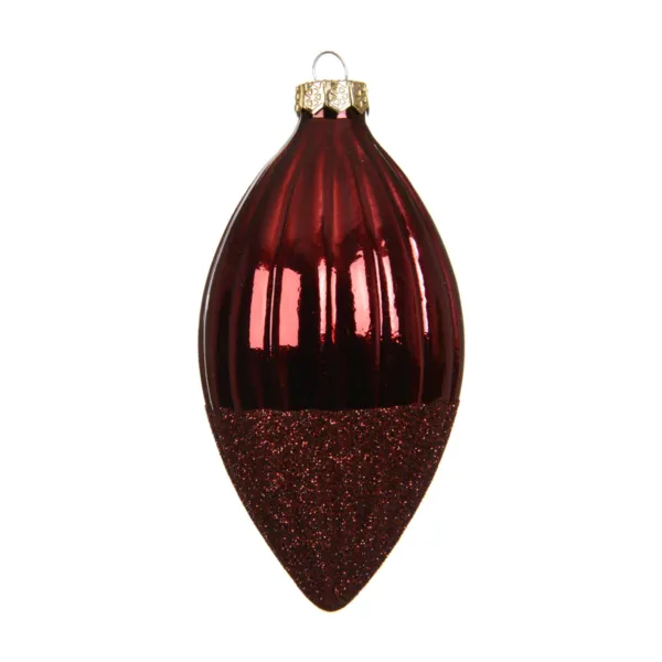 Set di 3 Palline di natale in vetro (D60 mm) Goccia preziosa glitterata Bordeaux