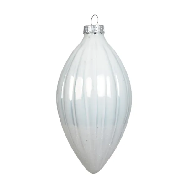 Set di 3 palline di natale in vetro (D60 mm) Goccia preziosa glitterata Bianco
