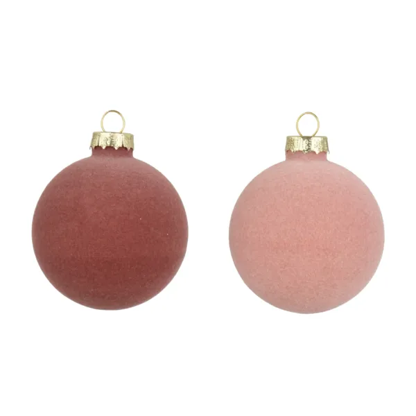 Lot de 10 boules en verre (D60 mm) Velours Rose poudr�