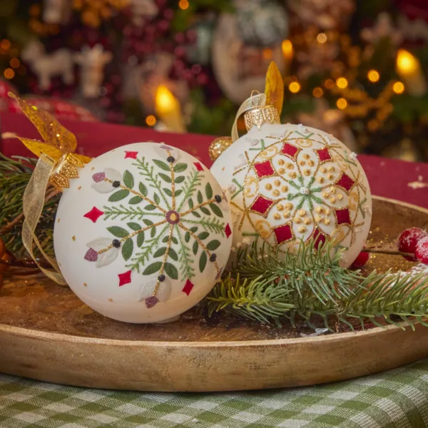 Set di 6 palline di natale in vetro (D80 mm) Imperatrice Bianco lana