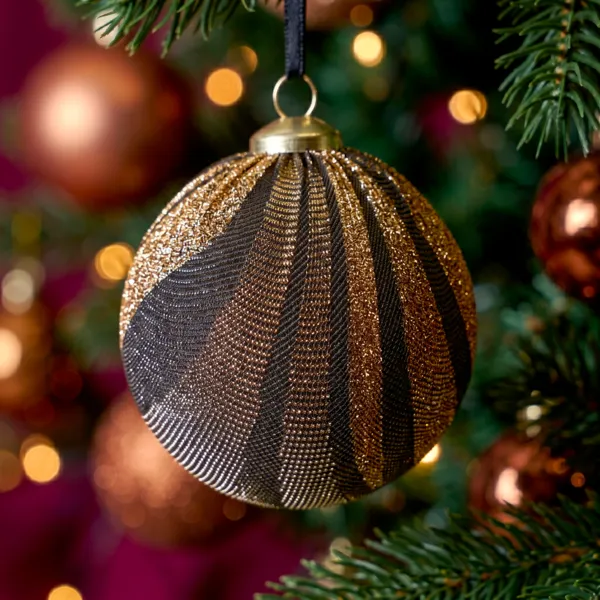 Set di 12 palline di natale (D80 mm) Riflessi Ondeggianti Oro