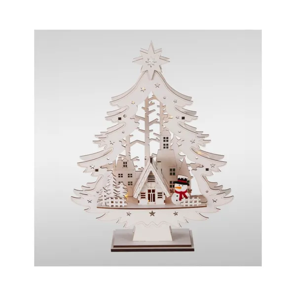 Sapin de No�l en bois lumineux (H39 cm) No�l joyeux Naturel