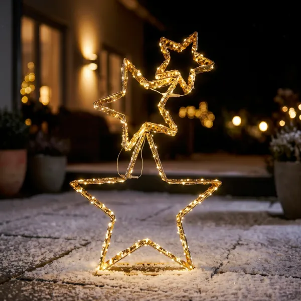 Stelle luminose 350 LED (H80 cm) Effetto Flash Oro chiaro e bianco caldo