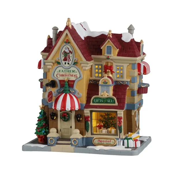 Villaggio di Natale Lemax luminoso La bottega dei regali di Babbo Natale