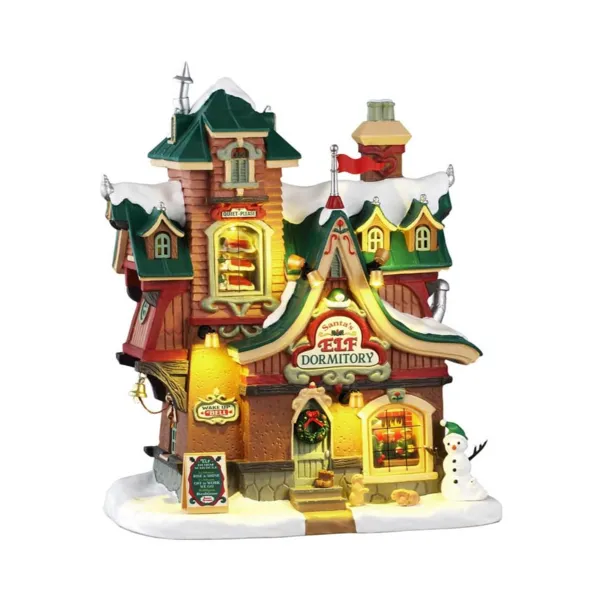 Pueblo de Navidad Lemax luminoso a pilas Dormitorio de los duendes de Navidad