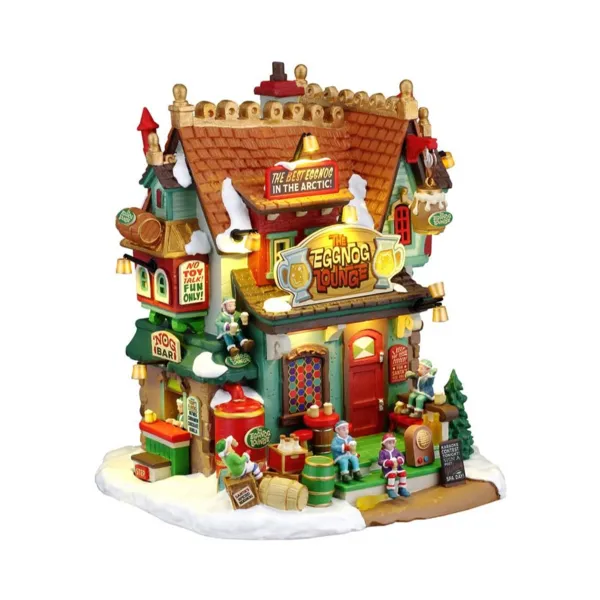 Lemax verlicht kerstdorp op batterijen Eierpunch salon