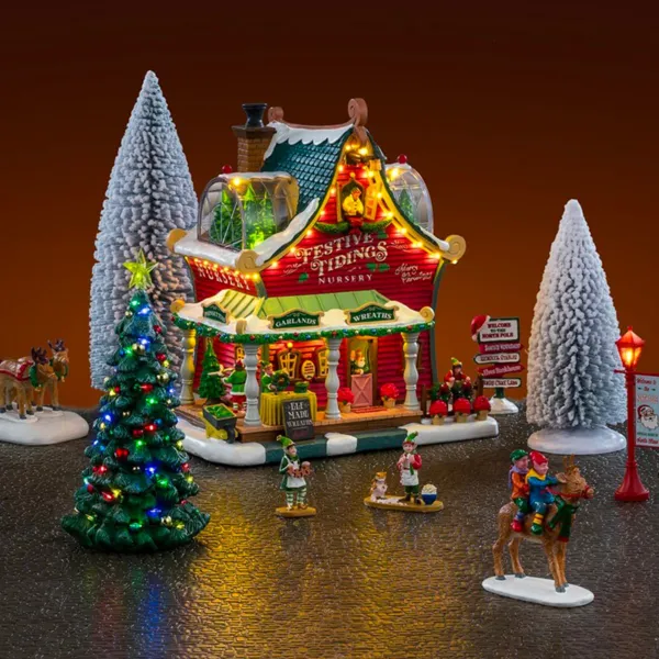 Lemax verlicht kerstdorp Complete set De elfjesstal