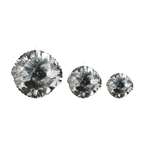 Set di 3 decorazioni da appendere (D40-30-20 cm) Ventagli Argento effetto metalizzato