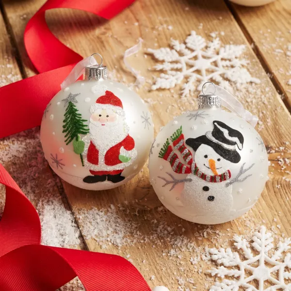 Set de 6 bolas de Navidad de vidrio (D80 mm) Mi Navidad de infancia Blanco y multicolor