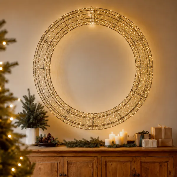 Couronne de No�l lumineuse 1800 LED (D116 cm) Flashing Noir et blanc chaud