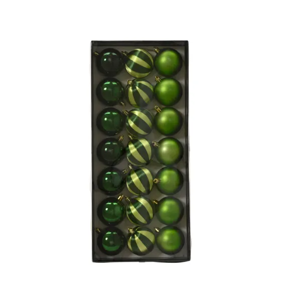 Set di 21 palline di natale (D60 mm) Vintage fun Verde agrifoglio e pistacchio