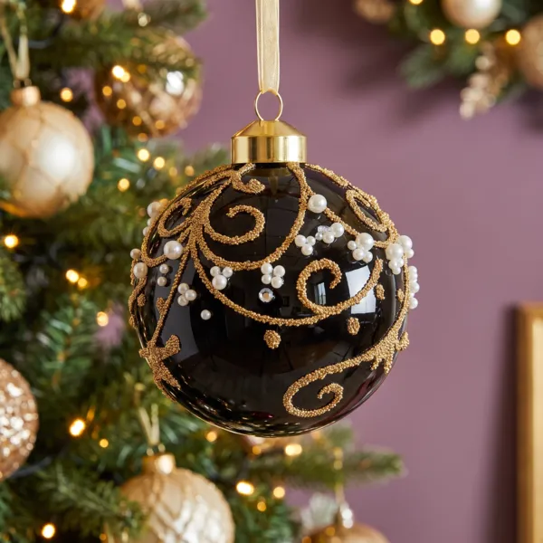 Pallina di natale in vetro (D80 mm) Sissi Nero