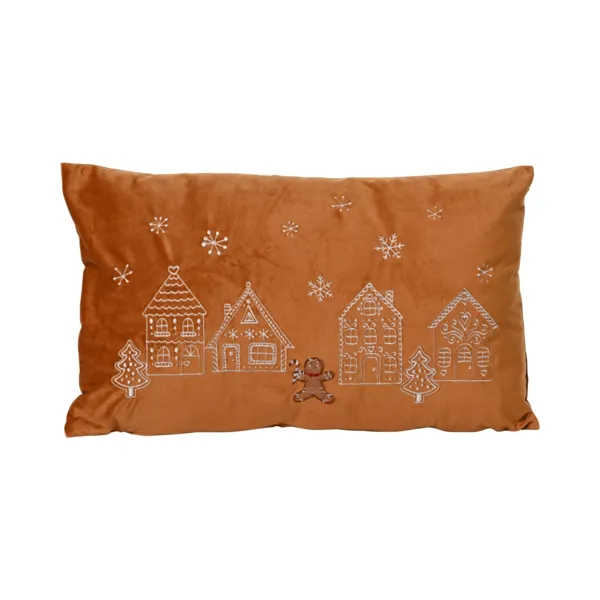 Coj�n de Navidad rectangular (50 x 30 cm) Bordados Casa de jengibre Caramelo