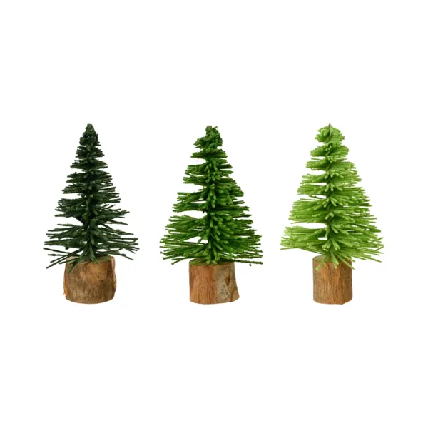 Set di 12 alberi decorativi (H7 cm) Foresta di Natale Verde