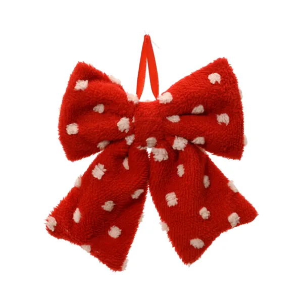 Lazo de Navidad (H22 cm) Dulzura de lunares Rojo y blanco
