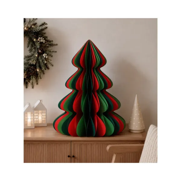 Albero di carta da tavolo (H60 cm) Chiusura Magnetica Verde e rosso