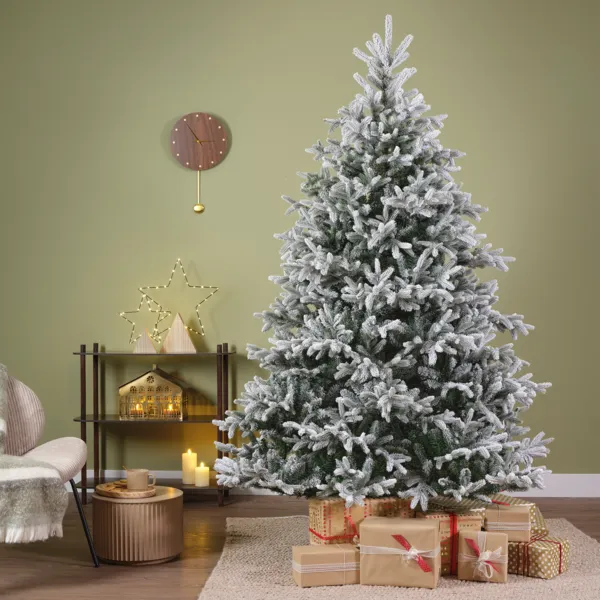 K�nstlicher Weihnachtsbaum (H210 cm) Abies Nordmann Schneebedeckt Gr�n
