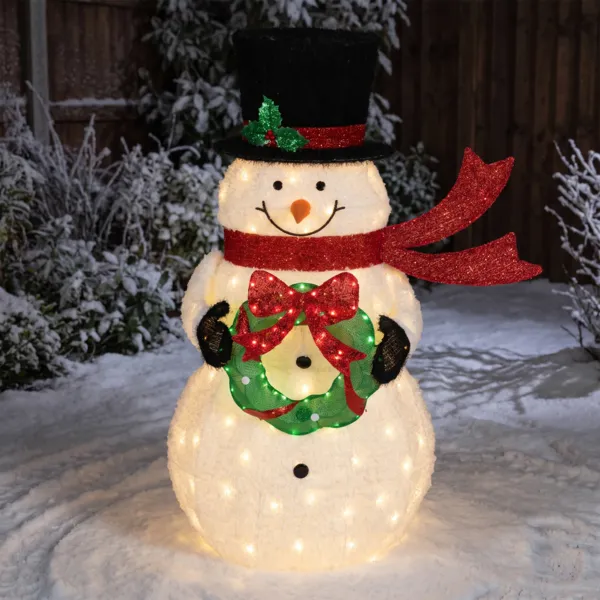 Mu�eco de nieve luminoso 130 LED (Alto 123 cm) Octave Blanco c�lido