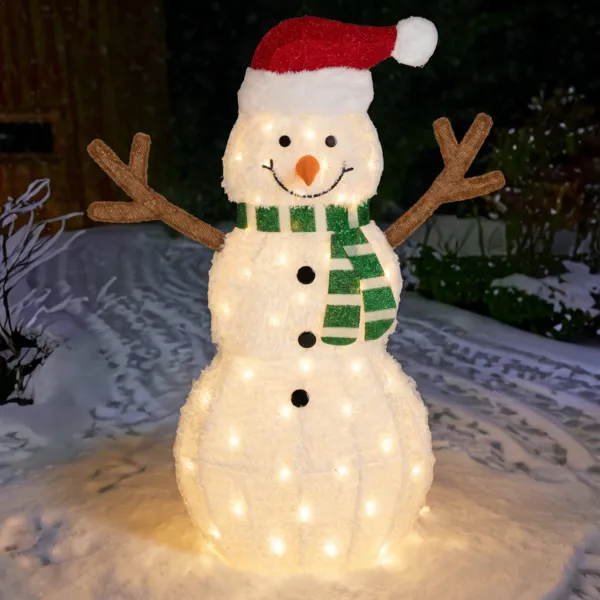 Mu�eco de nieve luminoso 50 LED (Alto 107 cm) Oscar Blanco c�lido
