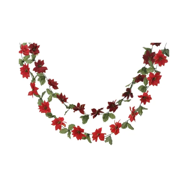 Kerstguirlande (270 cm) Bordeaux Poinsettia Bloemen